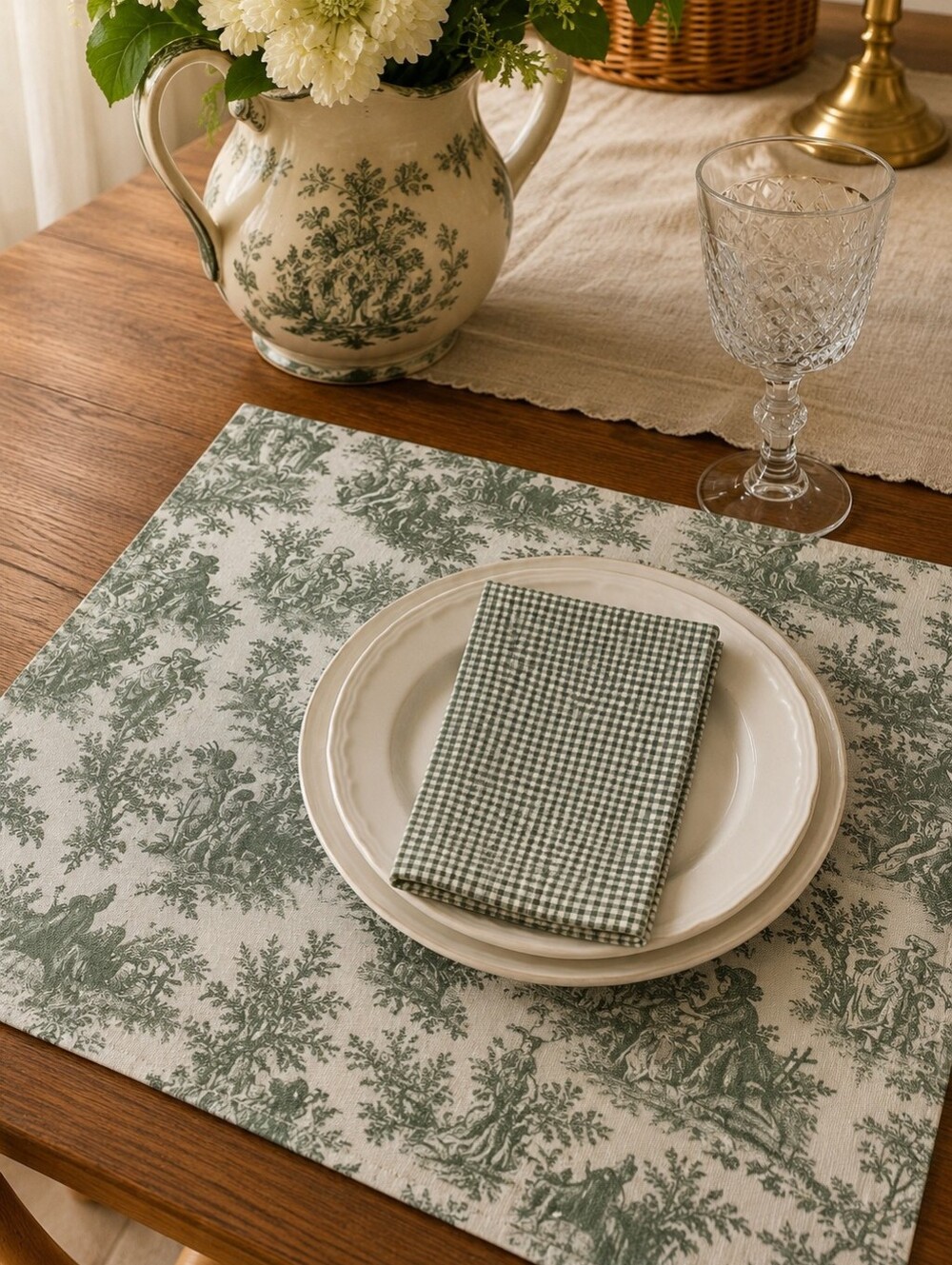 Waverly Home Classics Rustic Life Sage Toile Placemat & Napkin Set NIP 6 Sets